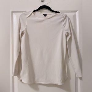 Ann Taylor White Long Sleeve Blouse Top
